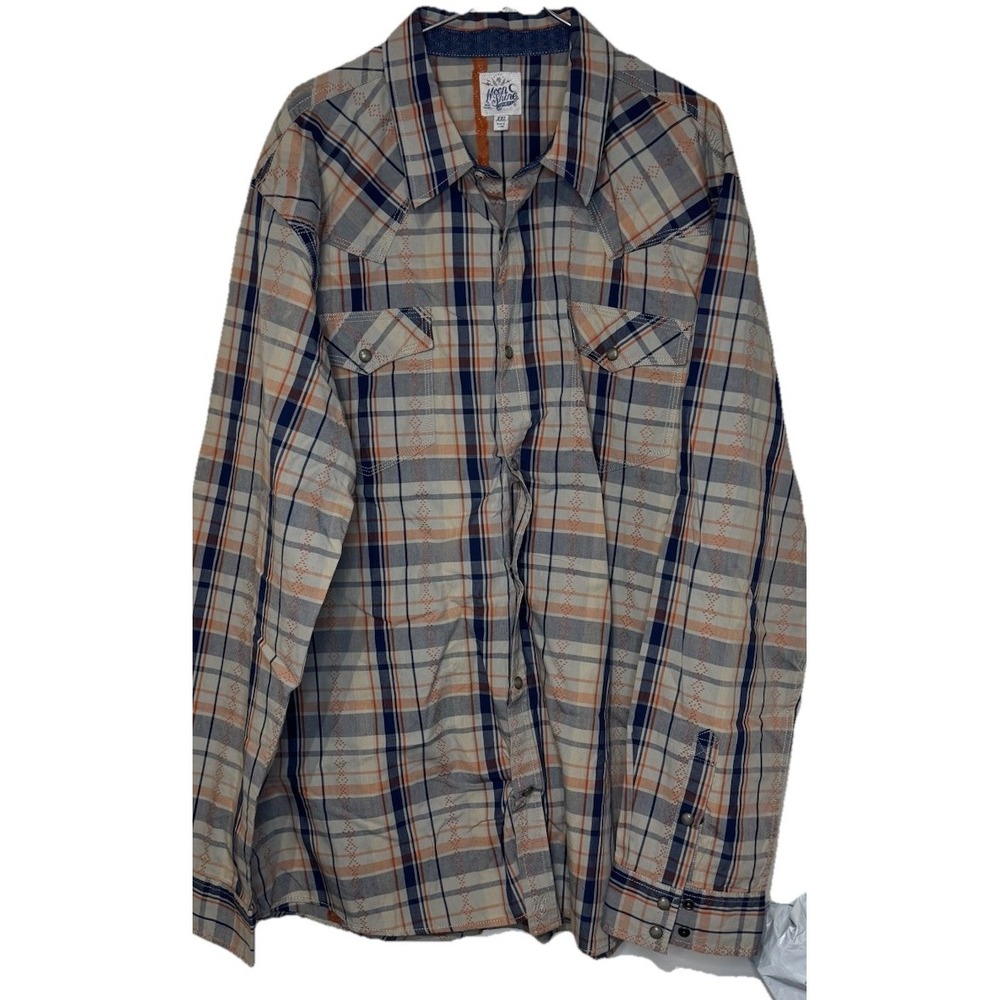 Moon Shine Men's Shirt Pearl Snap Western Plaid Long Sleeve Multi-Color Sz. XXL‎